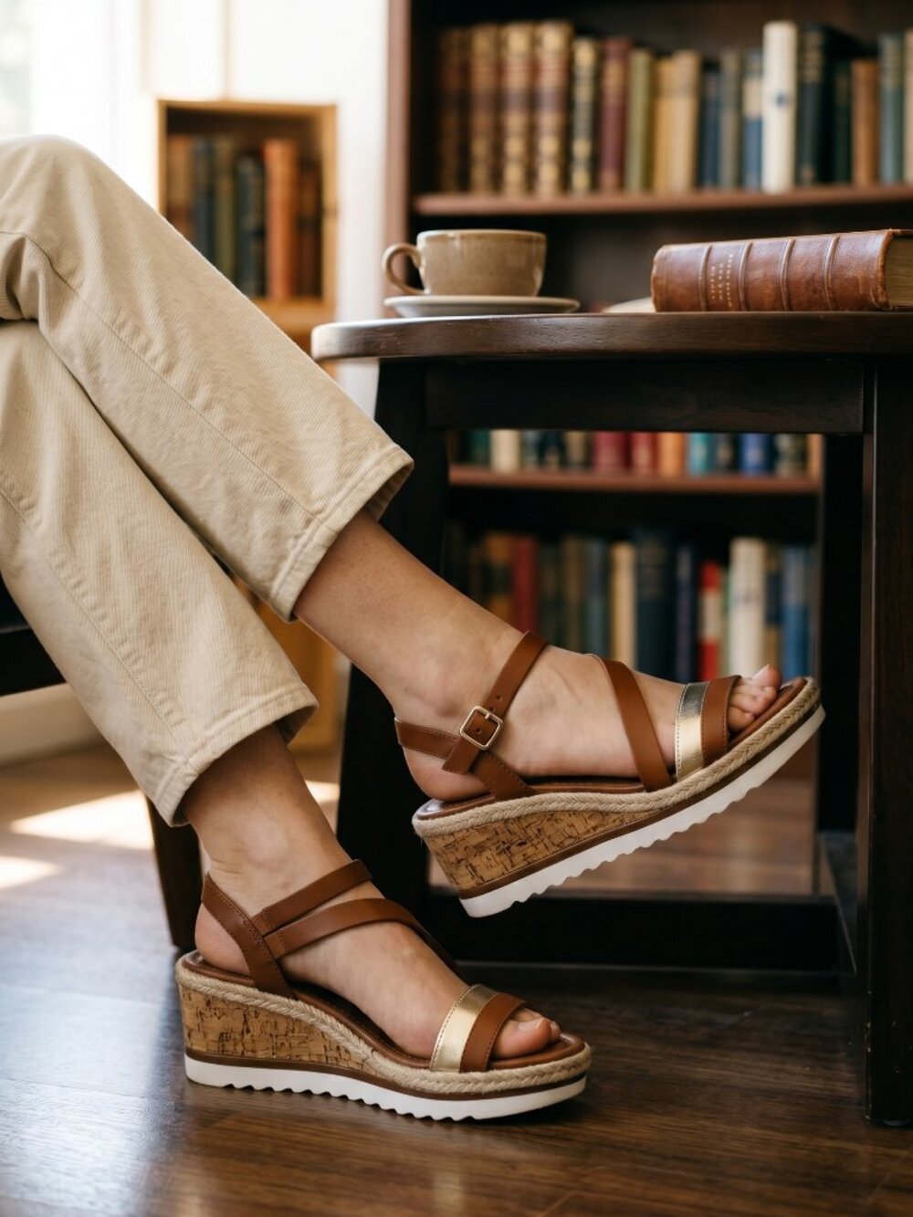 Coach‎ and Four Banno Luggage Brown Leather Cork Platform Sandals 9.5